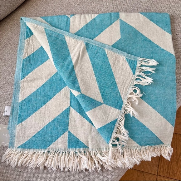 Chevron Pestamal 100% Cotton Turkish Towel Turquoise - Picture 3 of 4